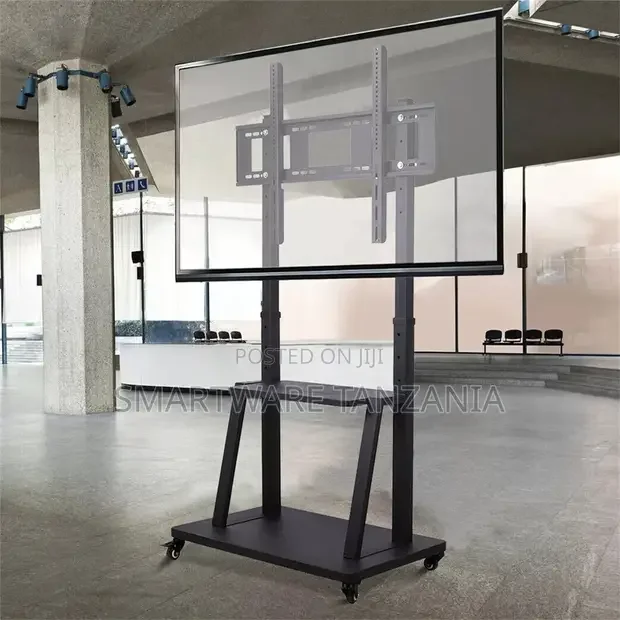 32-75 Mobile TV Floor Stand With Mount Shelves 4 Wheels