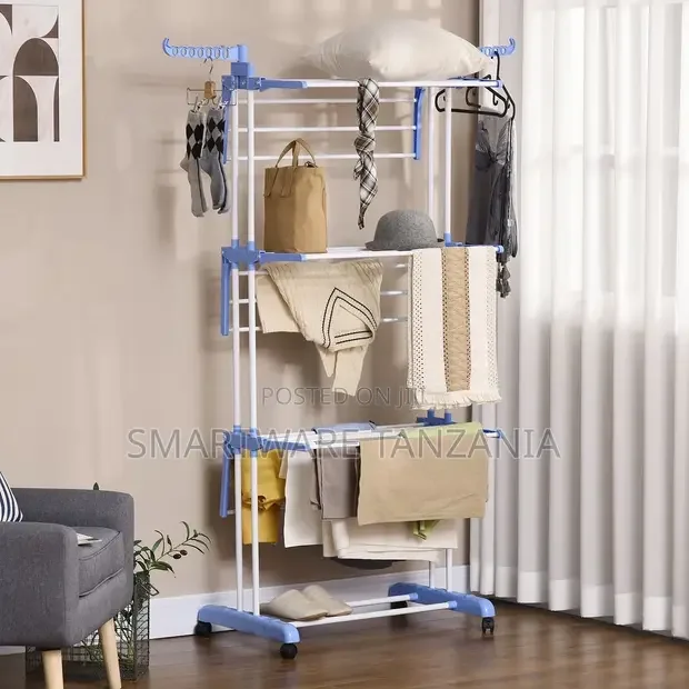 3 Layers Clothes Laundry Drying Rack Fordable Wings Shape