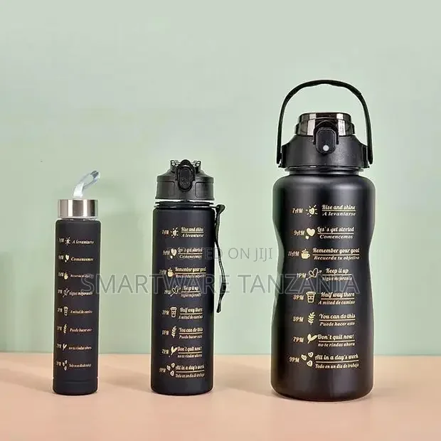 3 Pack Sport Healthy Water Bottle 2L+900ml+500ml Office Gym