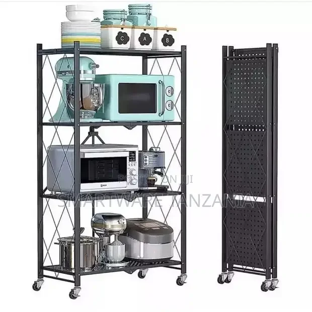 4 Tier Foldable Storage Organizer Heavy Duty Metal Rack