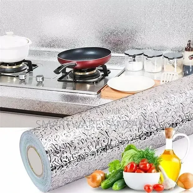 5M Aluminium Foil Stickers, Oil Proof, Kitchen Wallpaper