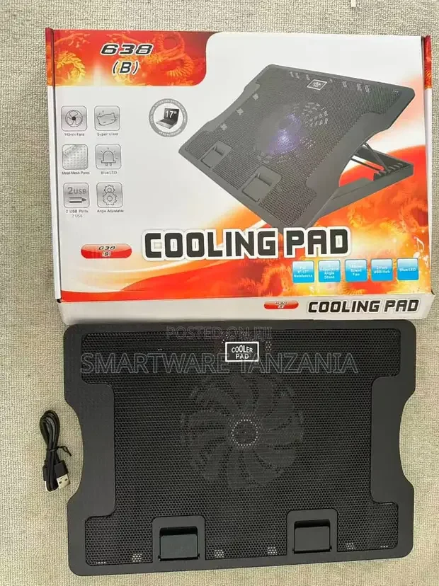 638b Laptop Cooling Pad 17 Blue Led Fan Adjustable Stand Usb
