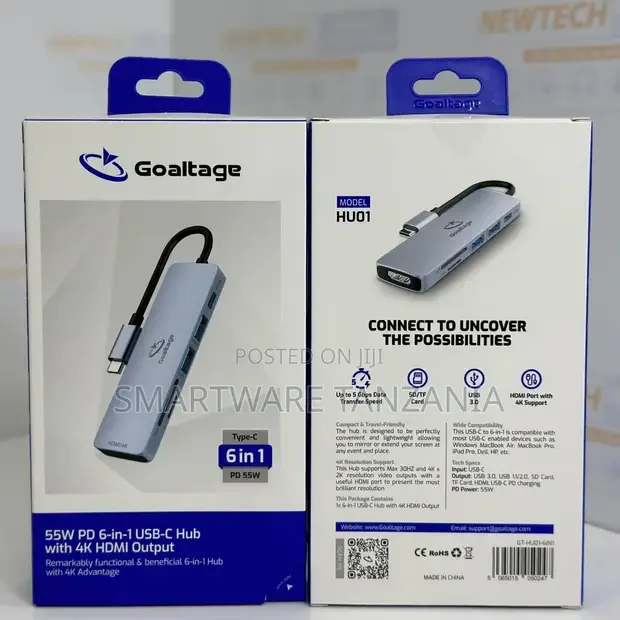 6-in-1 Usb-c Hub 55W Pd With HDMI Output