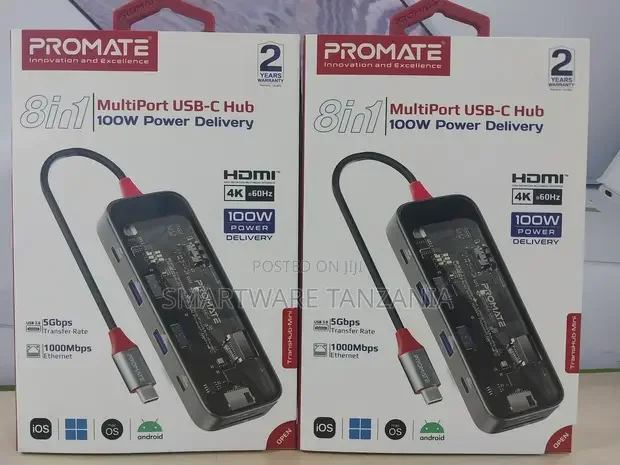 8-in-1 Multi-port USB Hub With 100W PD, 5gbps Transfer Rate