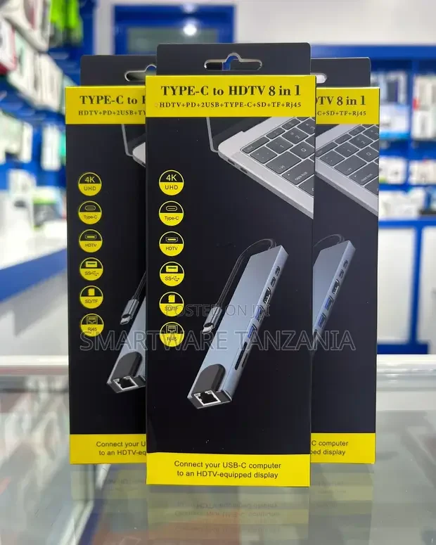 8 In 1 USB-C  Type-c To USB Docking Station HUB Adapter