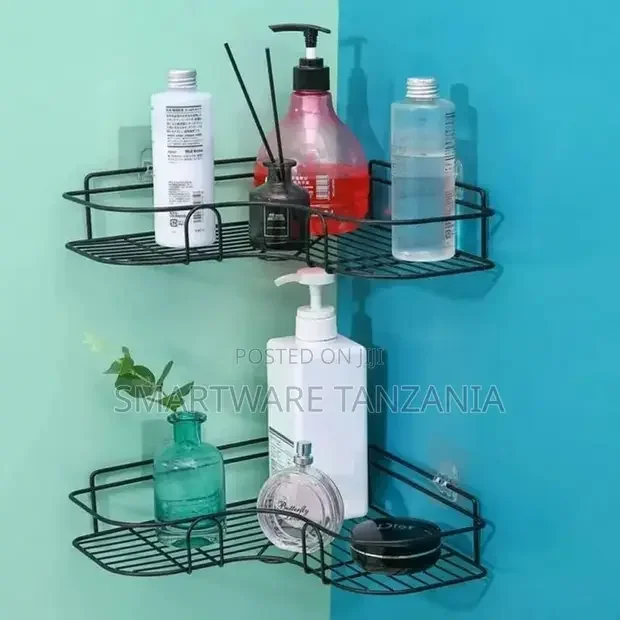 Adhesive Shower Caddy Metal Bathroom Corner Shelf Wall Mount