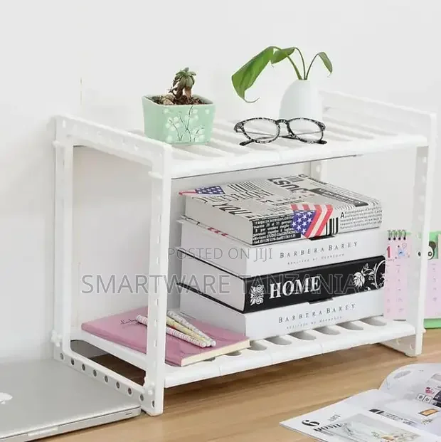 Bookshelf Simple Style Double-Layer Plastic Desk Storage