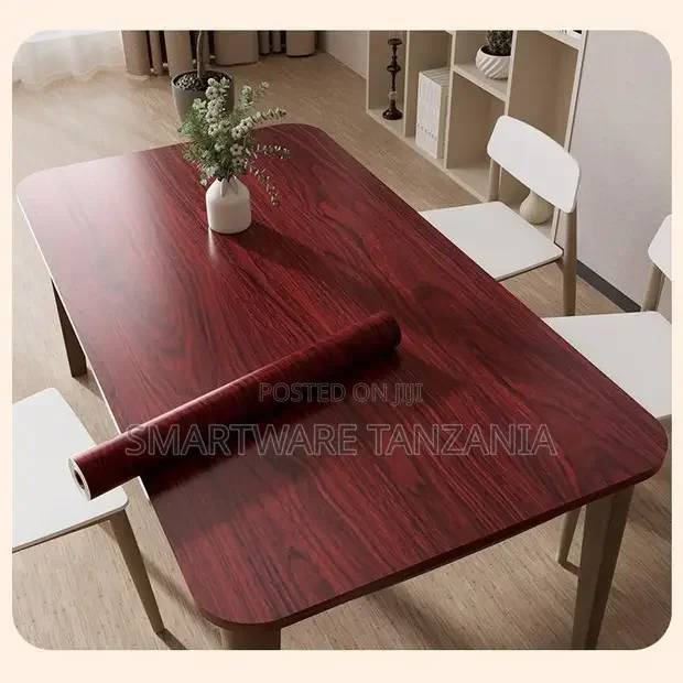 Deep Red Rosewood Grain Self-Adhesive Decorative Contact Paper