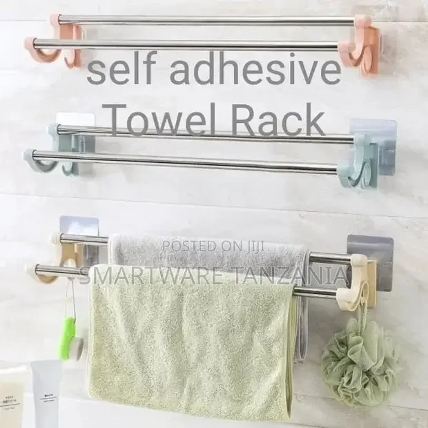 Double-Bar Towel Rack Frees Perforated Bathroom Towel Rack