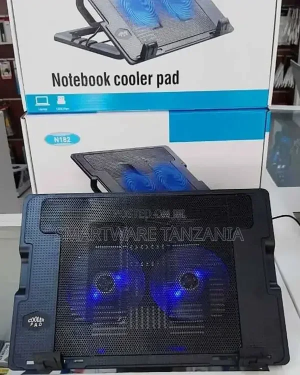 Dual Fan Laptop Cooling Pad, Blue Led Light, Dual Usb Ports