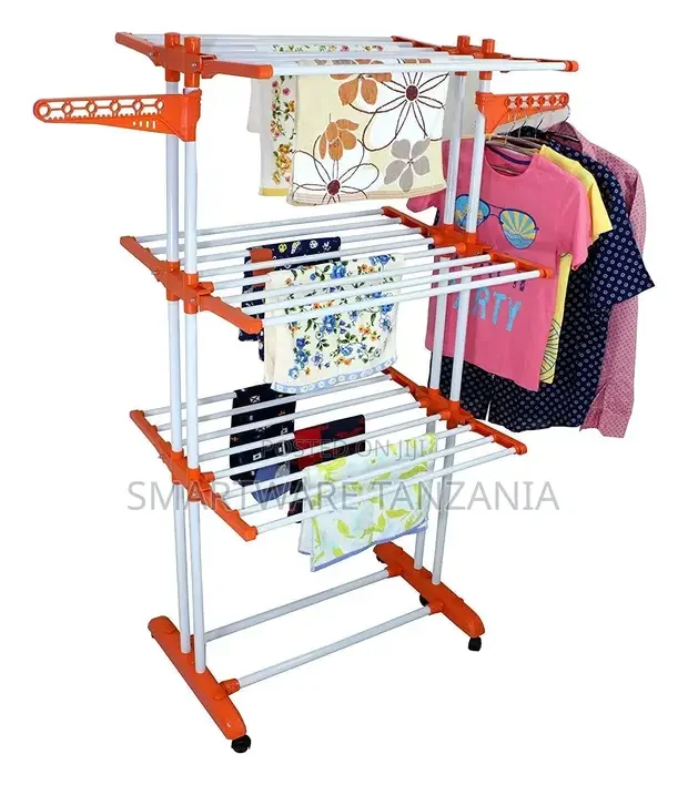Durable Foldable Cloth Drying Stand  Wheels With Brakes