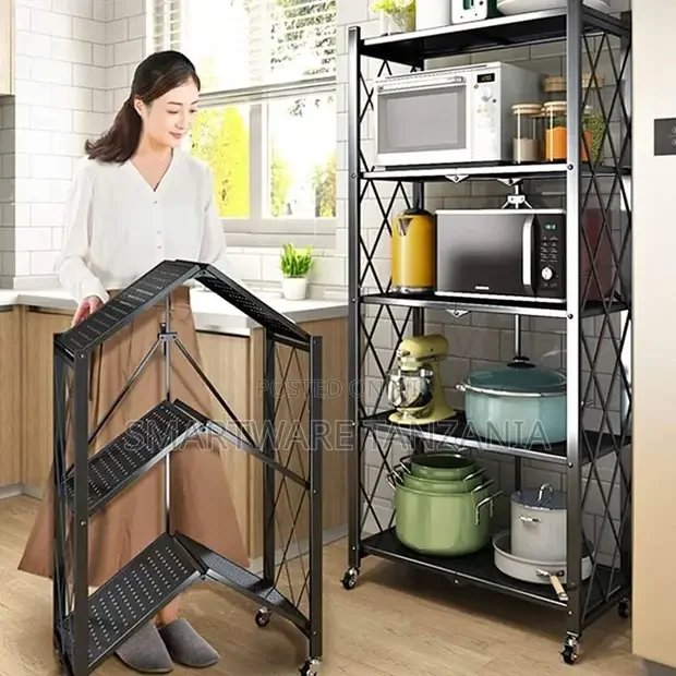 Folding Kitchen Metal Storage Shelves, Free Standing Rack
