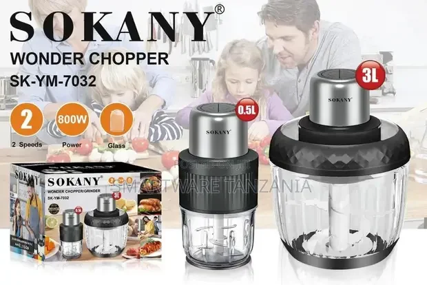 Food Processor, Electric Food Chopper With 2 Glass Bowls