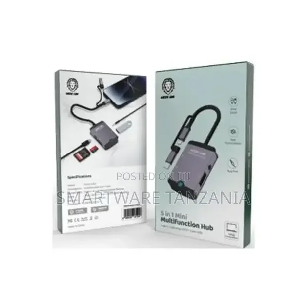 Green Lion 5 in 1 Hub ( Type-C, Lightning, Sd,Tf, Aux, Usb )