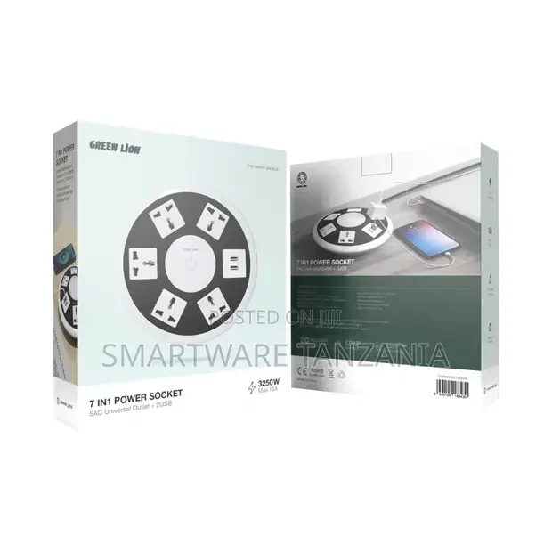 Green Lion 7 in 1 Power Socket - White