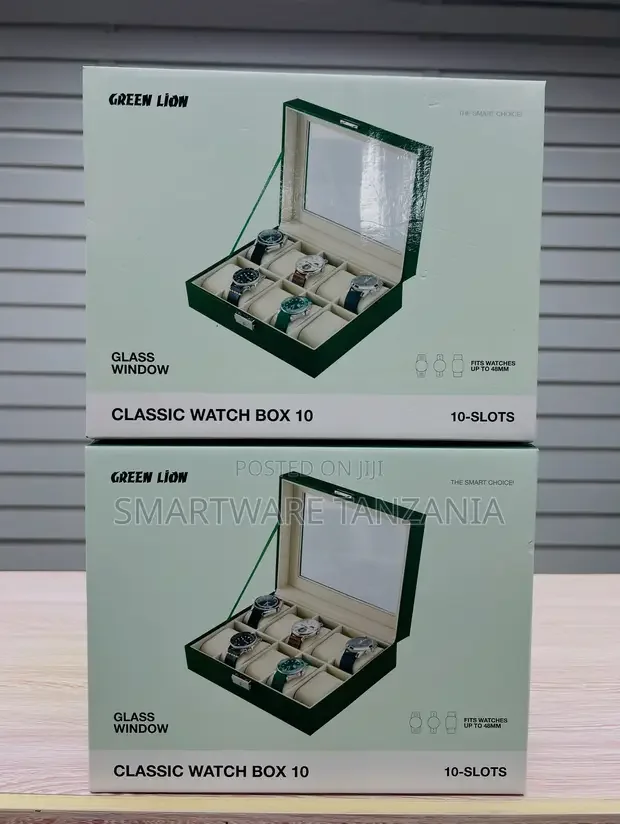 Green Lion Classic 10-Slot Watch Storage Case With Glass Top Display