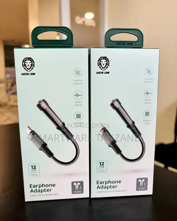 Green Lion Earphone Adapter Usb C Lightning to 3.5mm Audio Jack 12cm