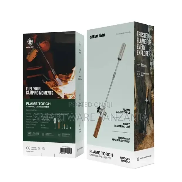 Green Lion Flame Torch Camping Gas Lighter - Silver