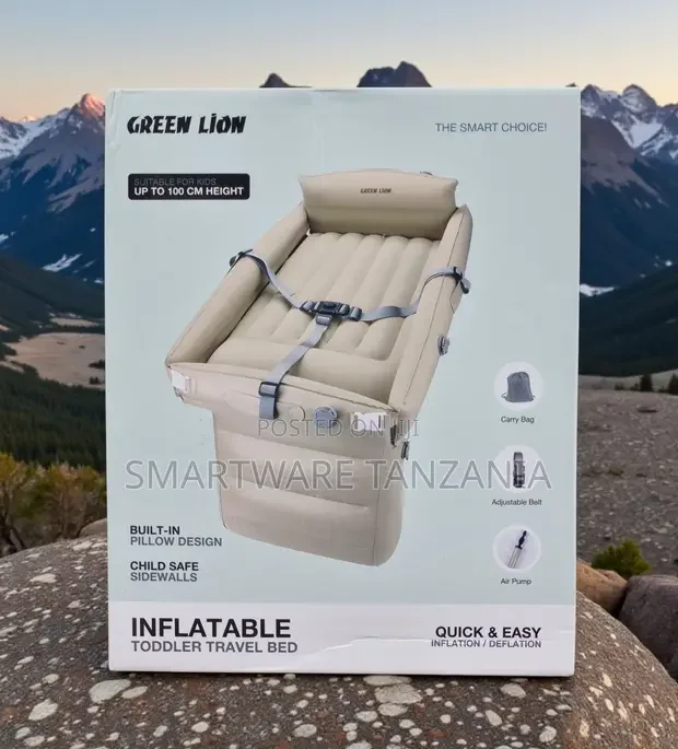 Green Lion Inflatable Toddler Travel Bed With Safety Sidewalls