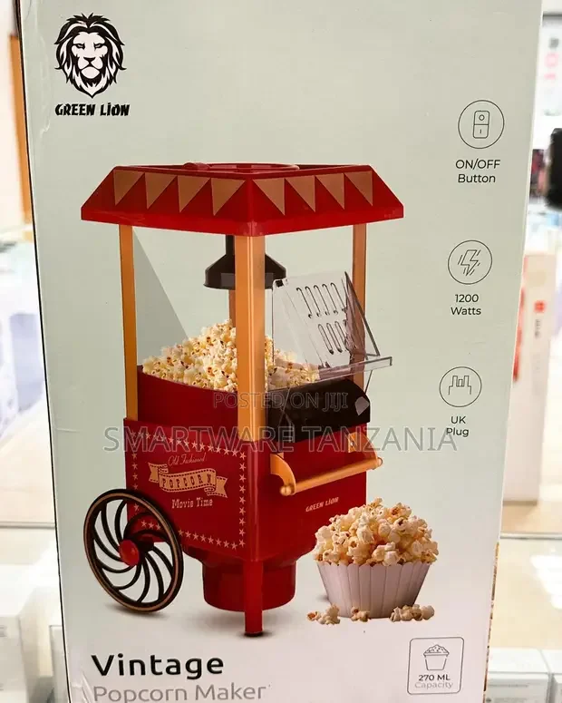 Green Lion Vintage Popcorn Maker 1200 Watts, 270ml Capacity