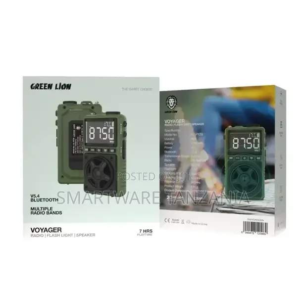 Green Lion Voyager Portable Radio  Flash Light  Speaker