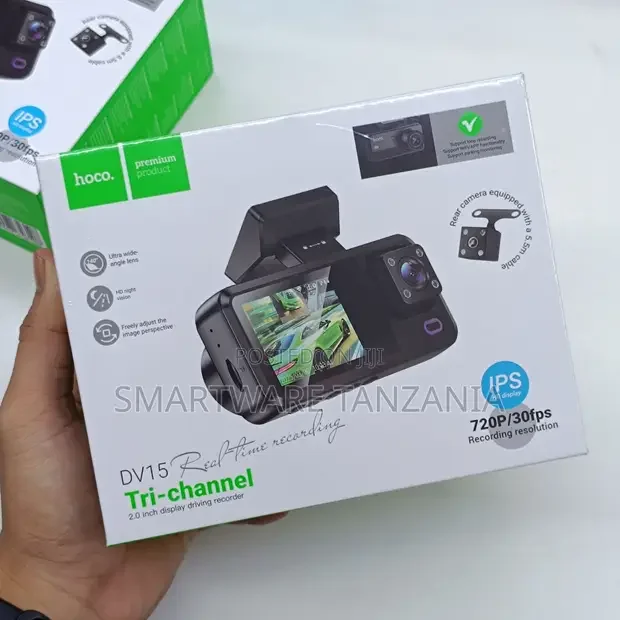 Hoco Dv15 Tri-Channel Dash Cam 720p 2.0 Inch Ips Night Vision