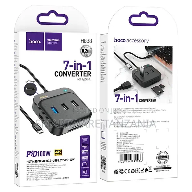 Hoco Hb38 7-in-1 Type-C Hub HDTV SdTf Usb3.0 Pd100w Adapter