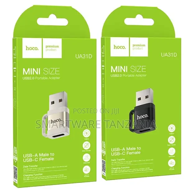 Hoco Ua31d Mini Usb-a Male to Type-C Female Adapter Usb 2.0 Otg