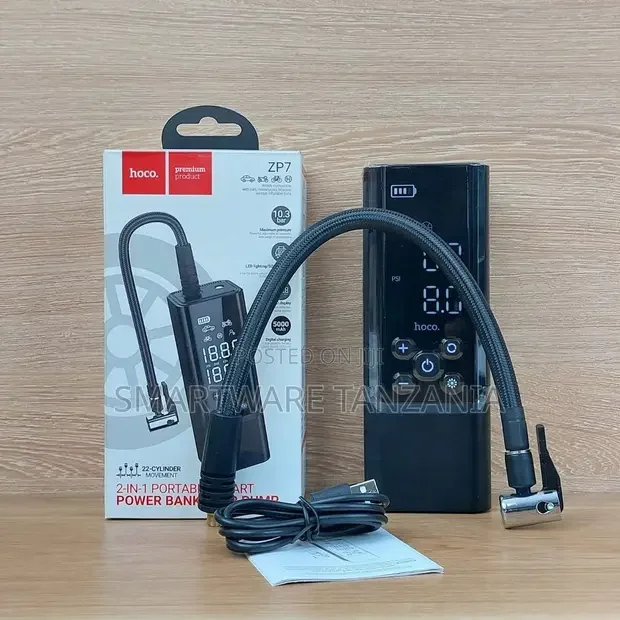 Hoco Zp7 Portable Smart Air Pump With 5000mah Power Bank
