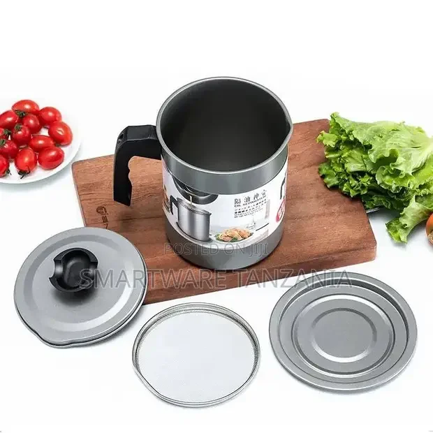 Kitchen Oil Pot Filter Stainless Steel Strainer Container