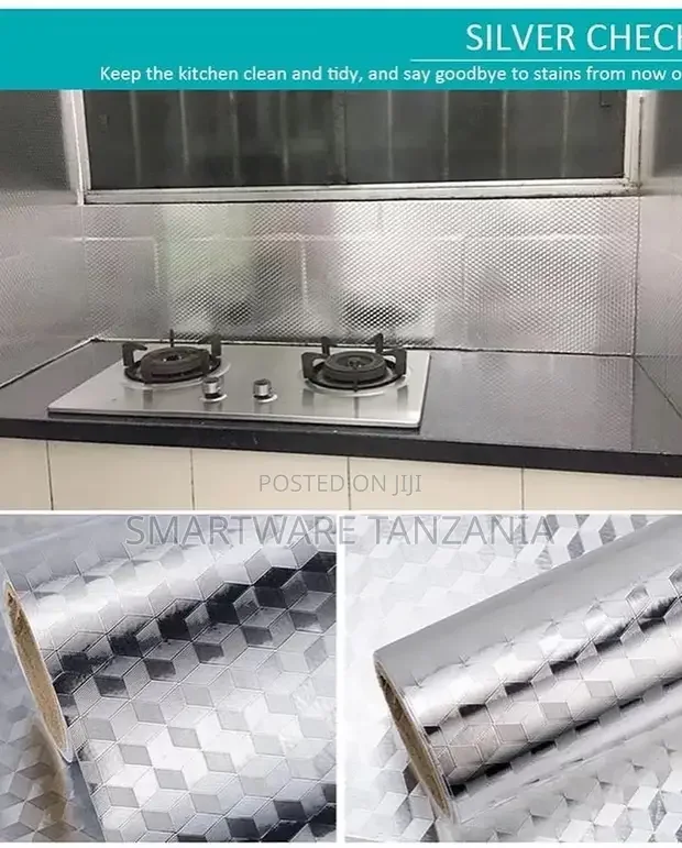 Kitchen Oil Proof Sticker Wallpaper Backsplash Aluminum Foil