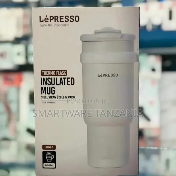 Lepresso Lp024 Insulated Thermo Flask Mug 900ml Steel Straw - White