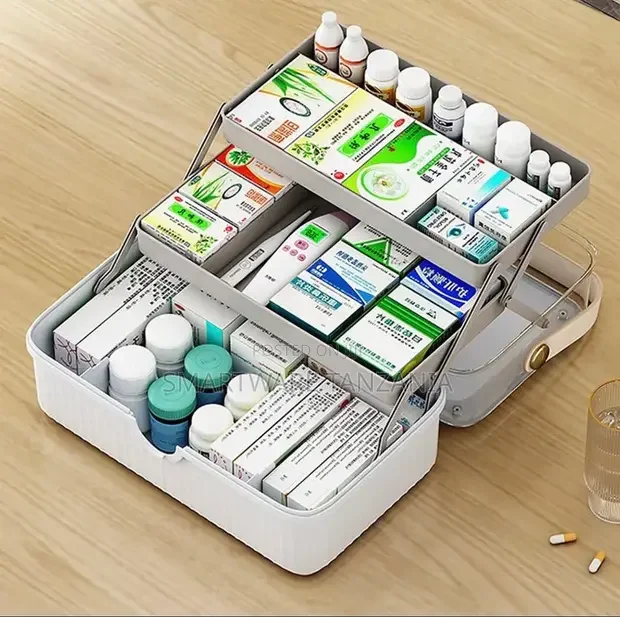 Medicine Box, 3 Tiers, Foldable, First Aid Kit, With Handle