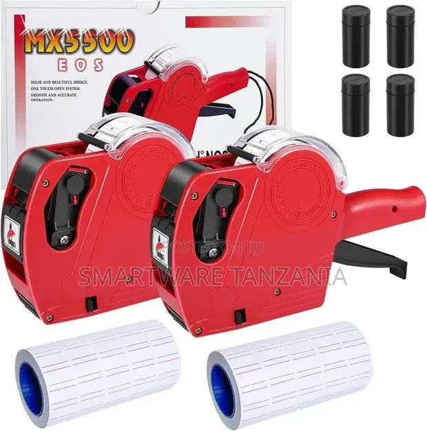 Mx5500 Eos Price Gun Red Twin Pack Labels Ink Rollers Combo