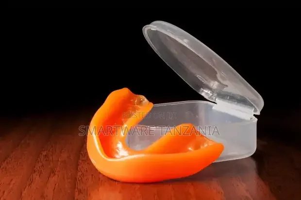 Orange Boil and Bite Sports Mouthguard With Clear Hinged Carry Case