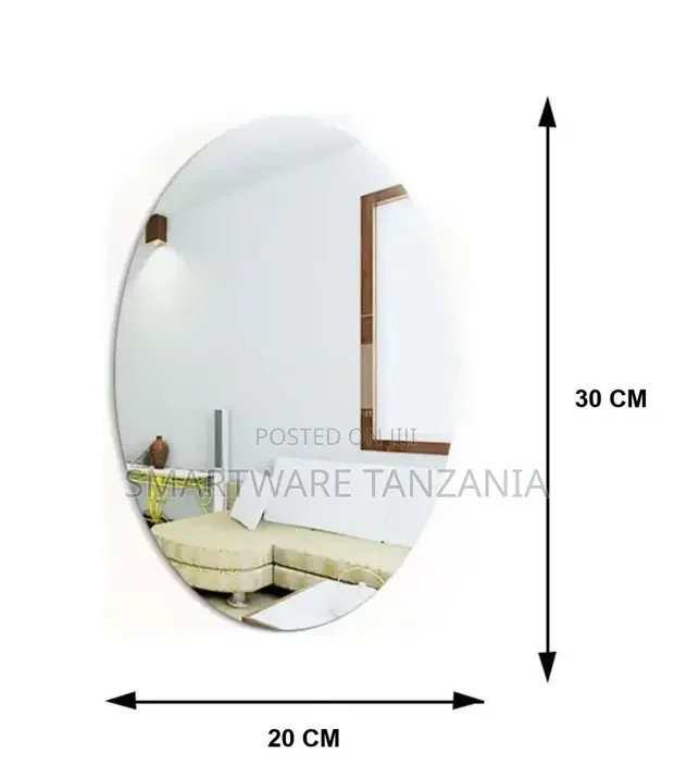 Oval Shape Adhesive Mirror Sticker Wall on Tiles Bathroom