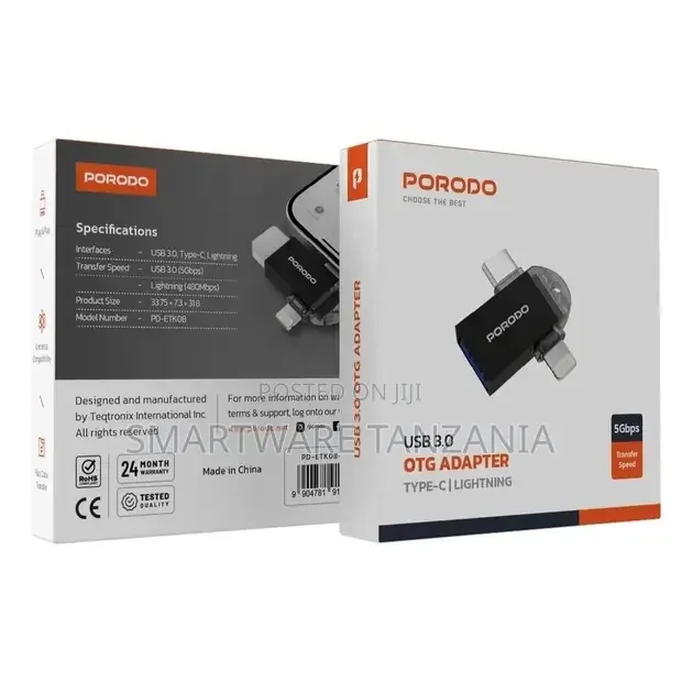 Porodo 3-in-1 Otg Adapter - Black