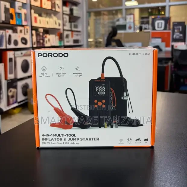 Porodo 4-in-1 Jump Starter and Inflator 1000a 150 Psi