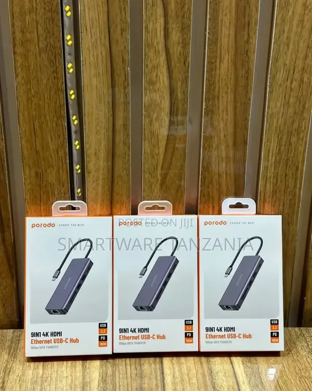 Porodo 9in1 Usb-C Hub Hdmi Ethernet Adapter Pd 100w Data Transfer