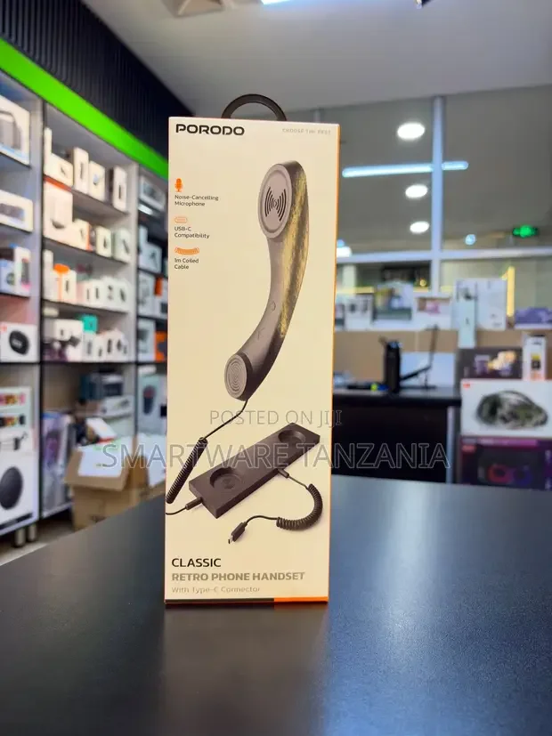 Porodo Classic Retro Phone Handset Usb-C Noise Cancelling