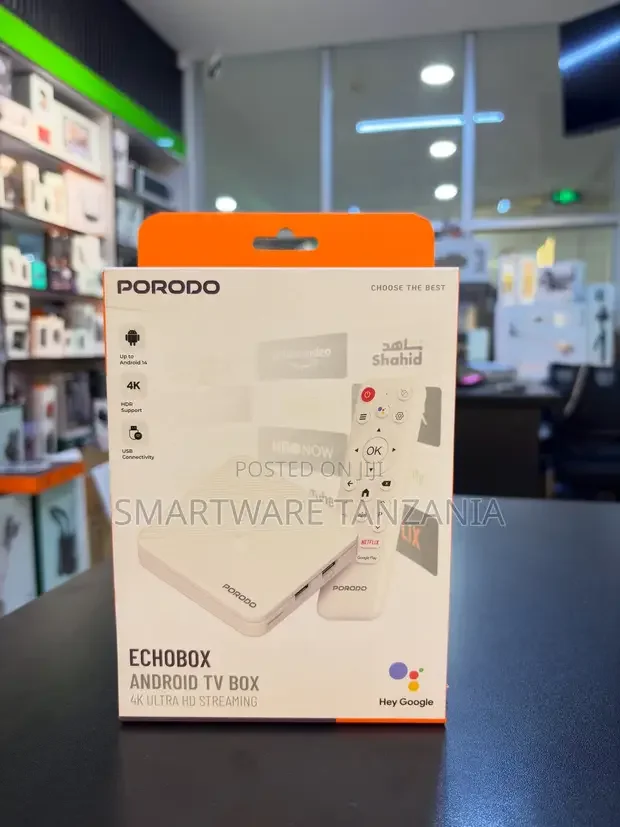 Porodo Echobox Android Tv Box Ultra Hd Streaming Google Assistant
