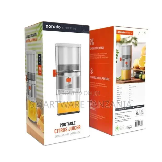 Porodo Lifestyle Portable Slow Juicer 55w - White  Orange