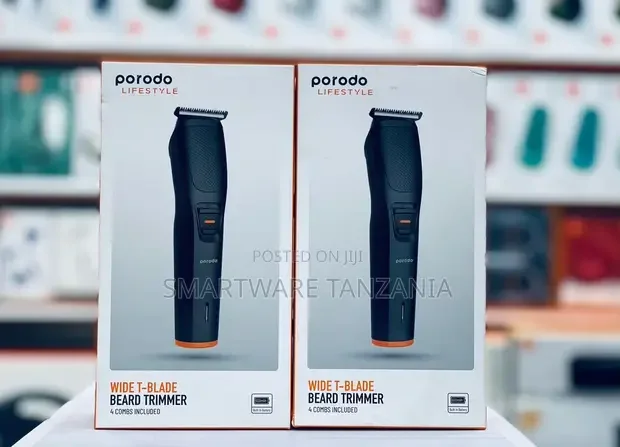 Porodo Lifestyle Wide T-Blade Beard Trimmer Rechargeable 4 Combs Kit