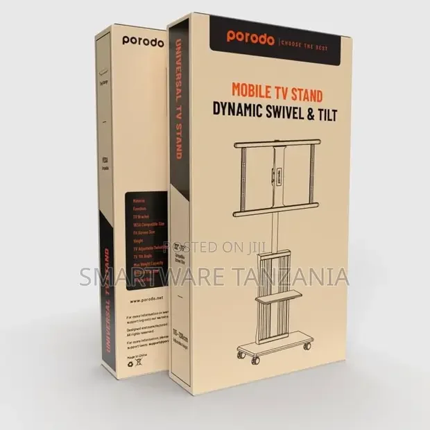 Porodo Mobile Tv Stand Trolley, 32-75 Screen Compatibility