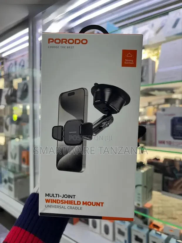 Porodo Multi-Joint Windshield Mount Universal Cradle - Strong