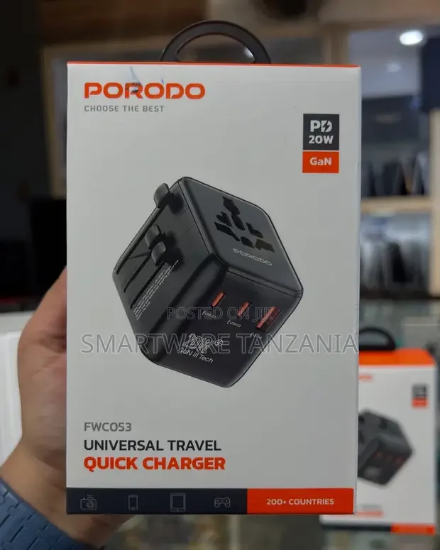 Porodo Universal Travel Charger With Gan Tech – Pd 65w Fast Charging,
