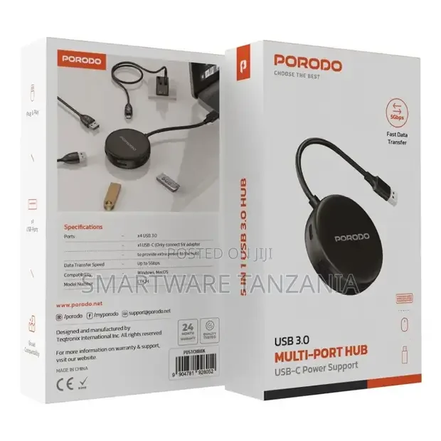 Porodo Usb 3.0 Multi-port Hub - Black