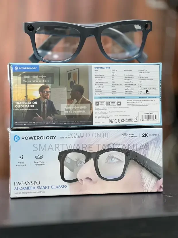 Powerology Paganspo Ai Camera Smart Glasses  Ai Voice Assistant, Apps