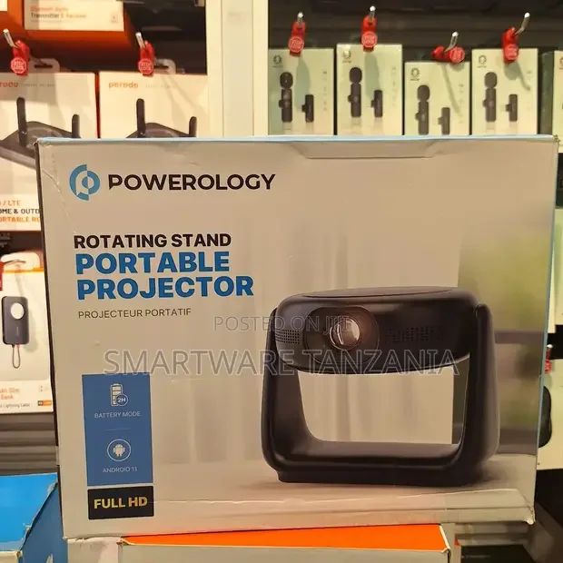 Powerology Rotating Stand Portable Projector With Smart Features