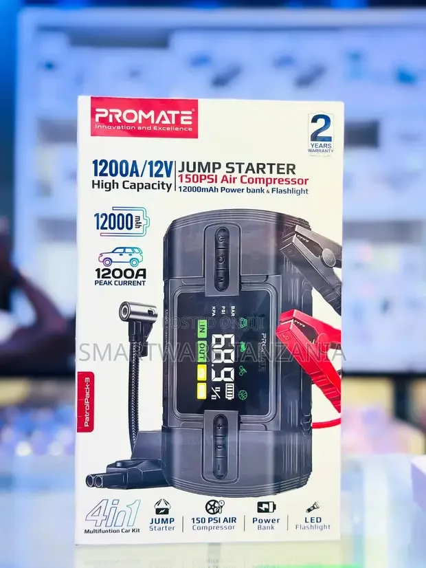 Promate Patrolpack-3 1200a Jump Starter 150psi Air Compressor 12000mah
